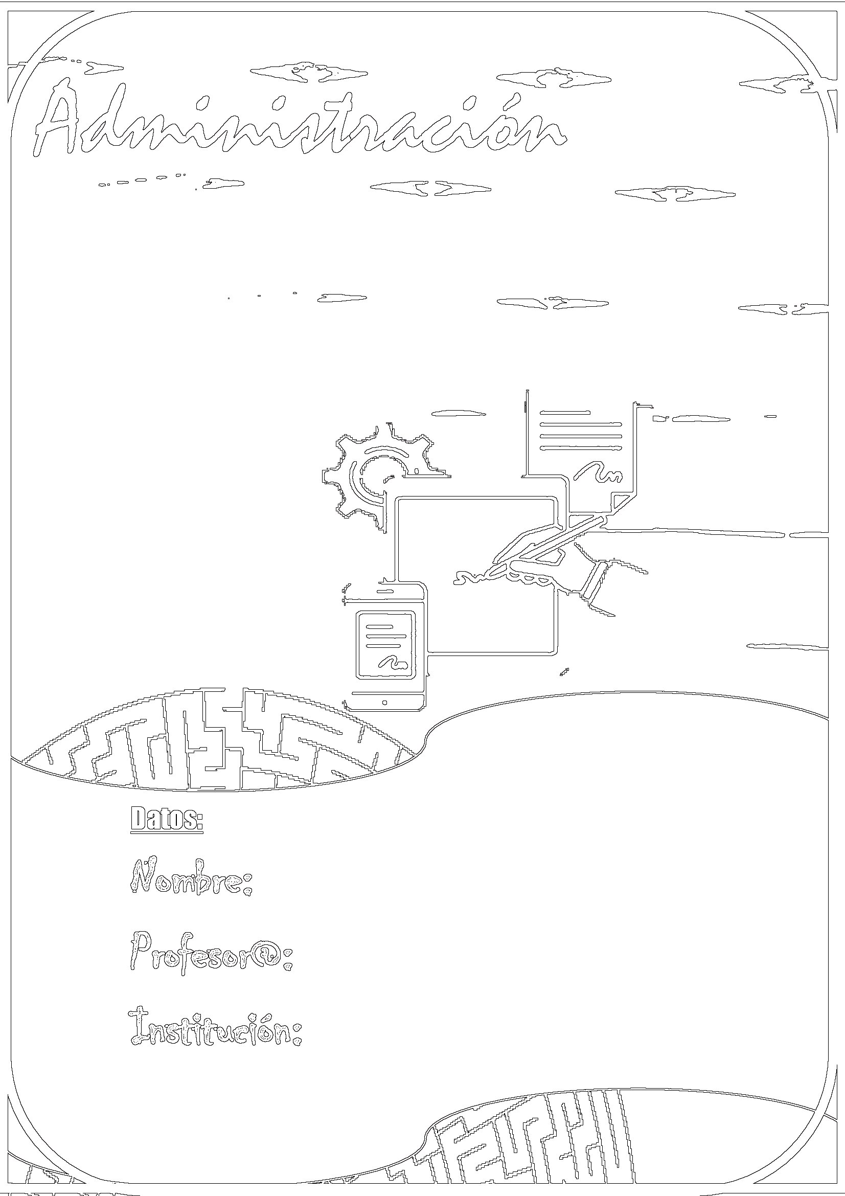 Portada engranajes - administracion para colorear